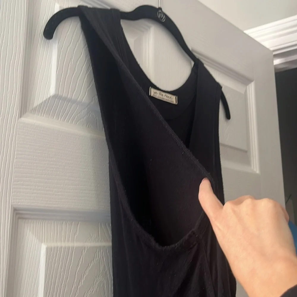 Free People Exposed Sides Soft Black Slouchy Tank Top